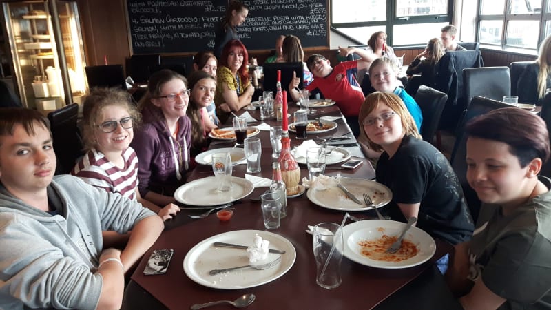 Affinity Youth Group enjoying a meal