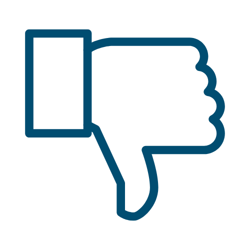 blue icon showing a thumbs down gesture