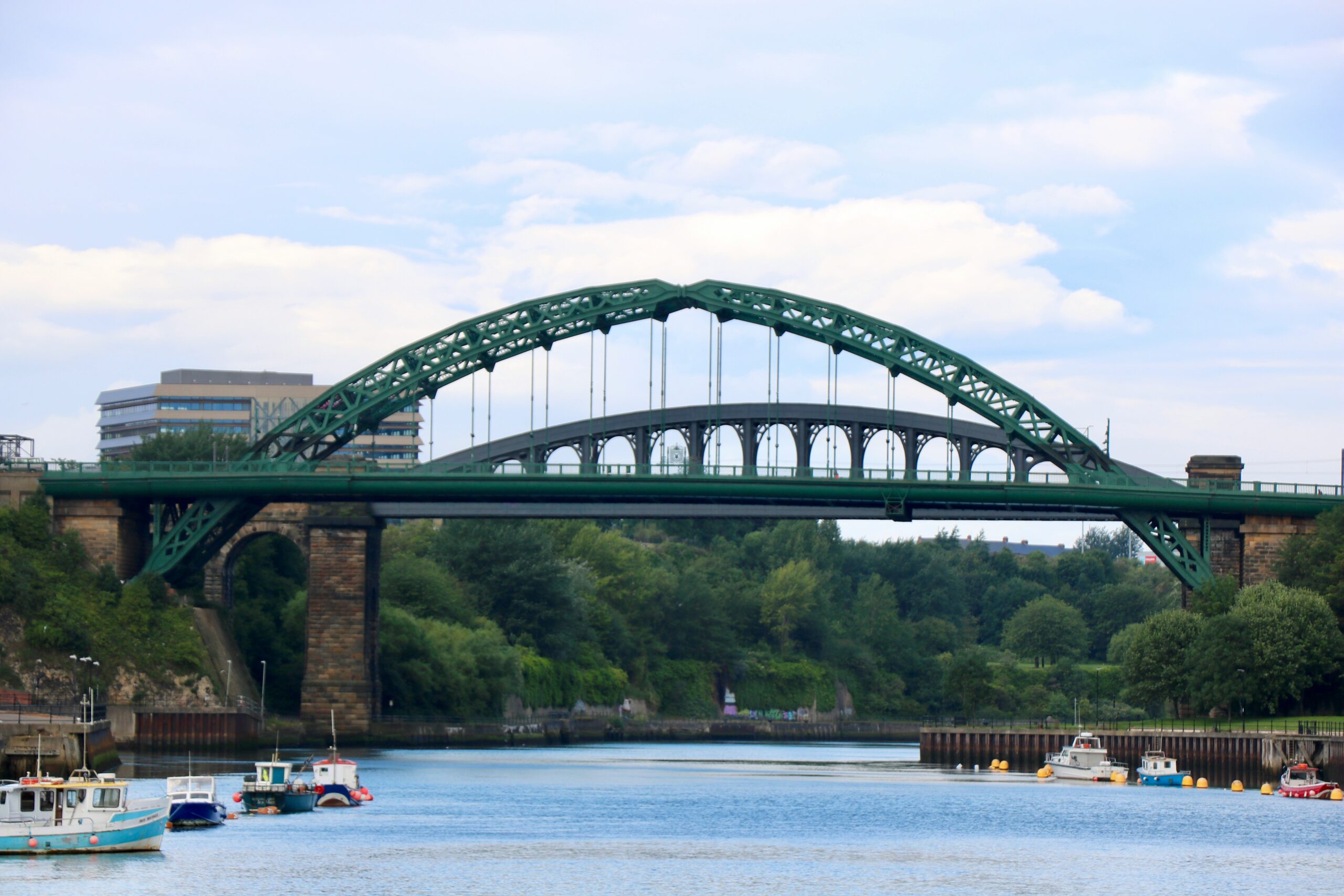 Green bridge spanning the River Wear